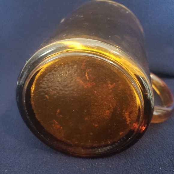 Vintage Amber Glass Pitcher October Fest Fall Fun Diamond Textured Ripple - Picture 2 of 3